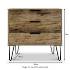 Commode à 3 tiroirs Moreno en chêne rustique