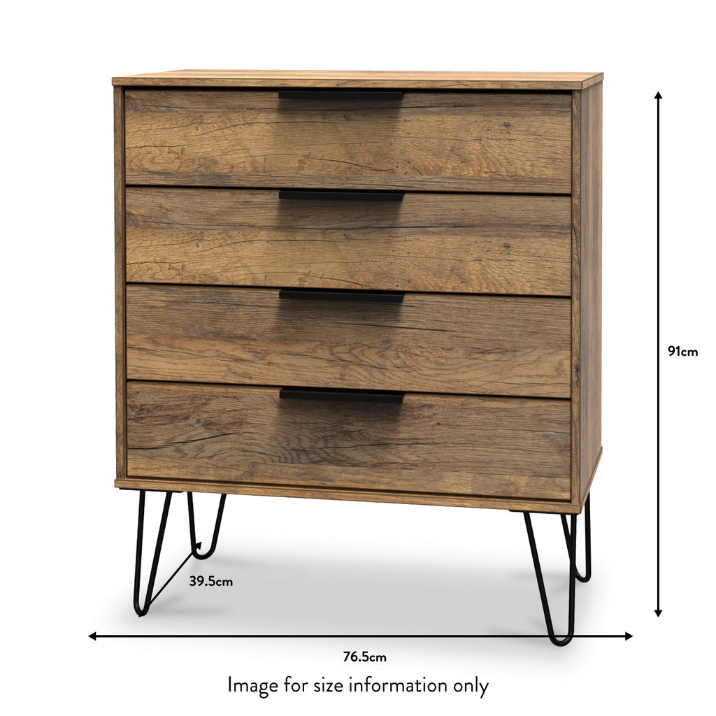 Commode à 4 tiroirs Moreno en chêne rustique