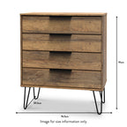 Commode à 4 tiroirs Moreno en chêne rustique