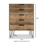 Commode à 5 tiroirs Moreno en chêne rustique