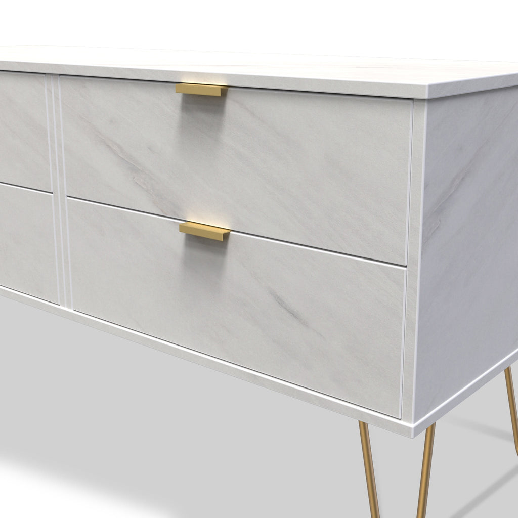 Meuble de rangement bas en marbre Moreno à 4 tiroirs