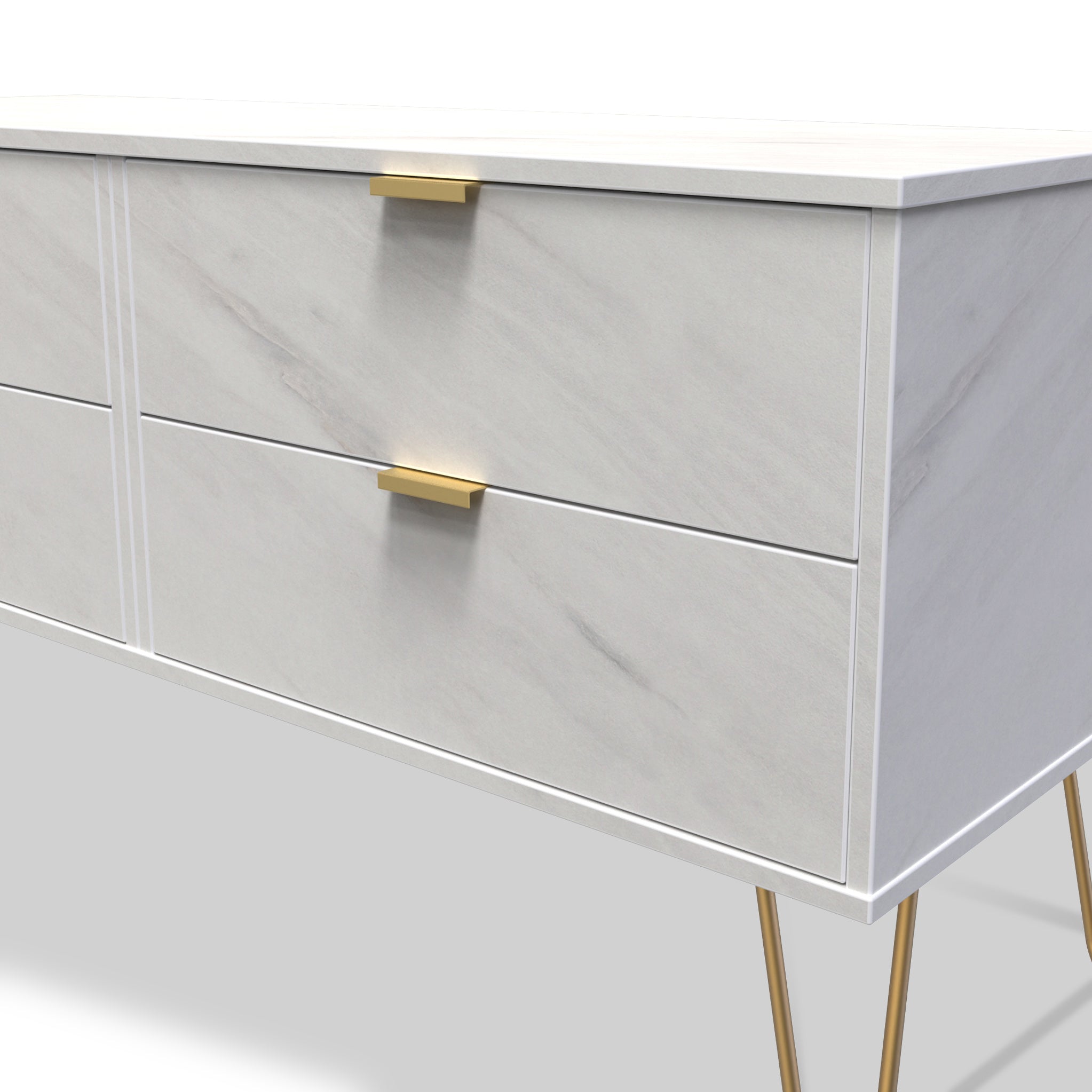 Meuble de rangement bas en marbre Moreno à 4 tiroirs