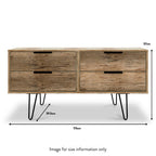 Meuble de rangement bas Moreno en chêne rustique à 4 tiroirs