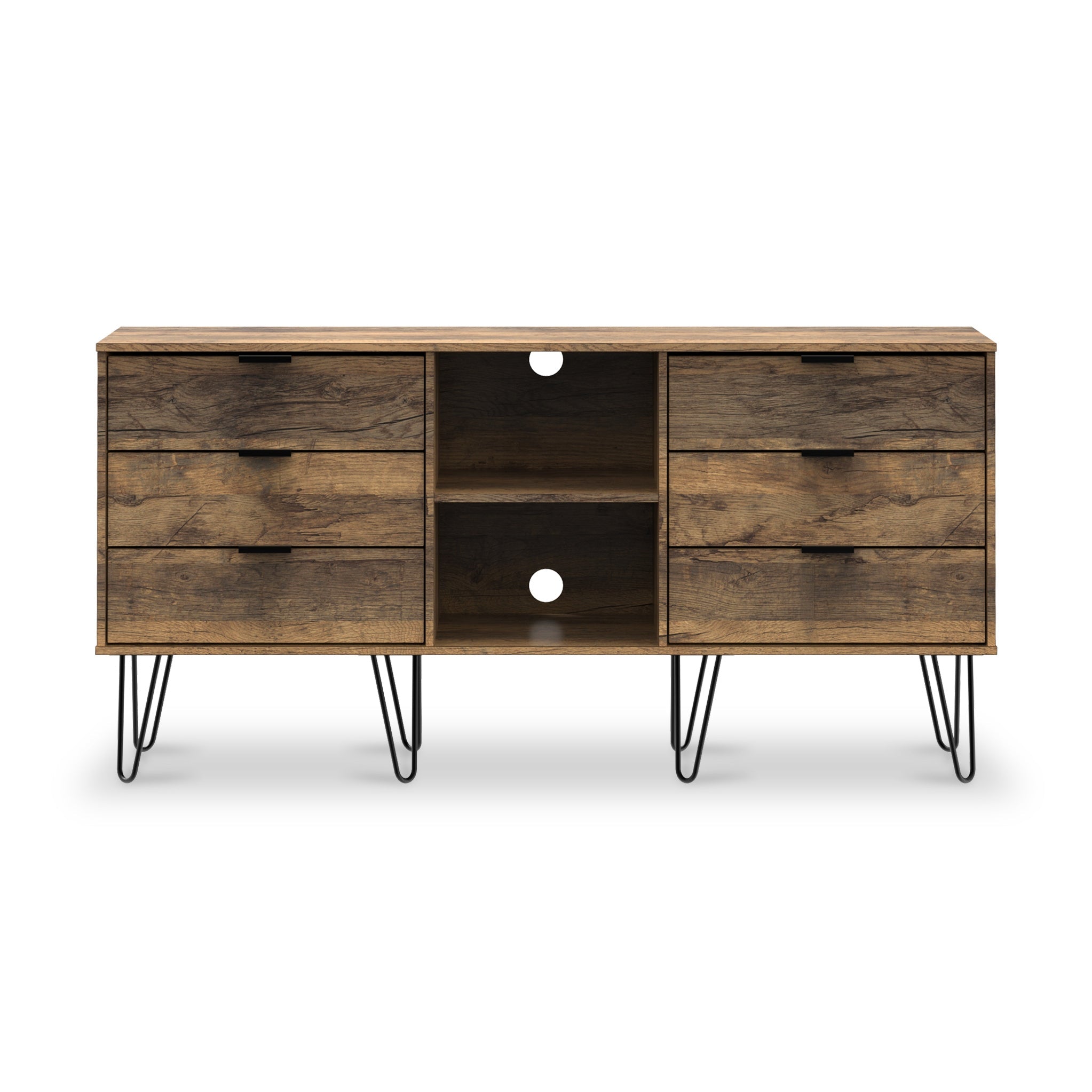 Buffet Moreno en chêne rustique à 6 tiroirs