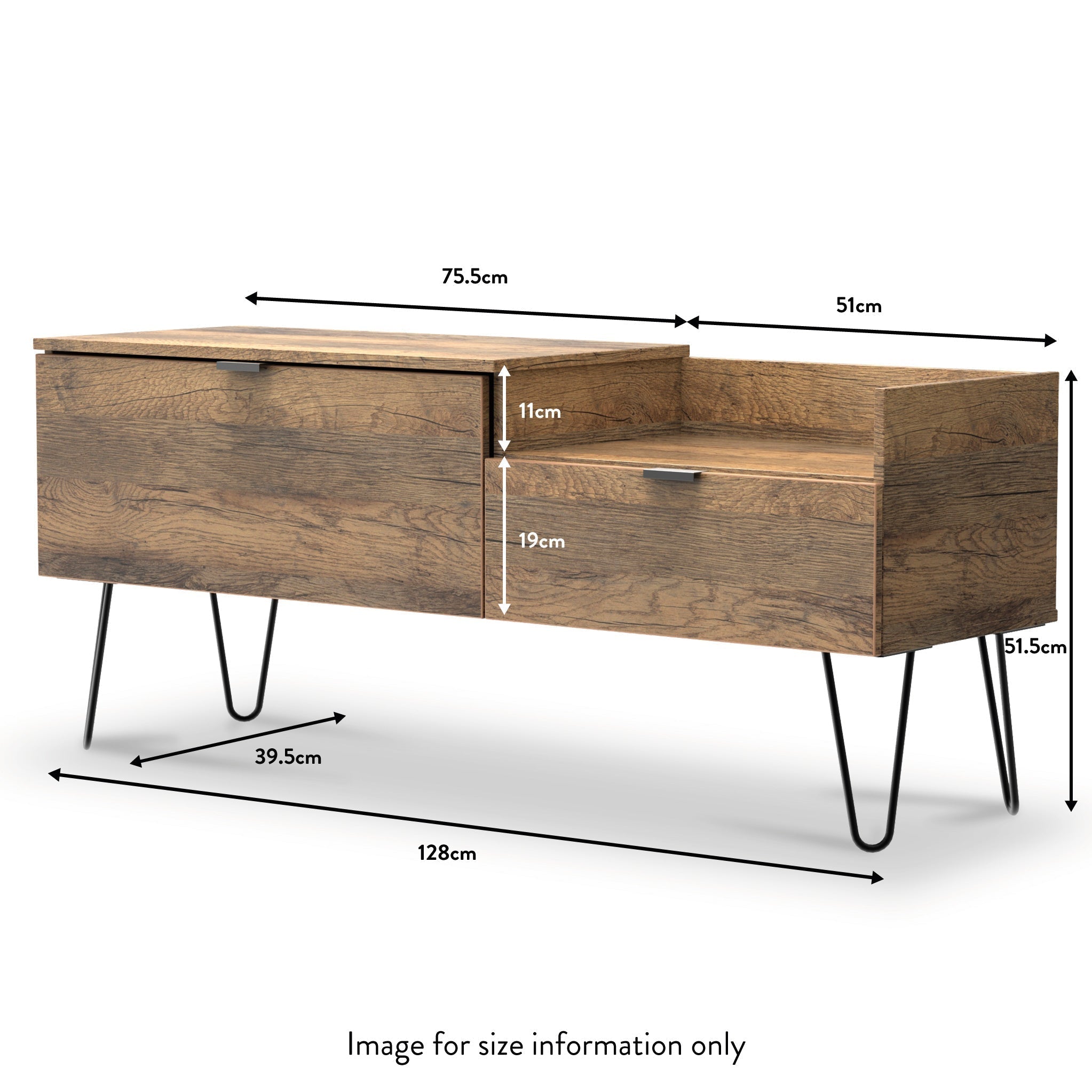 Meuble TV Moreno en chêne rustique