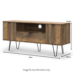 Meuble TV large Moreno en chêne rustique, 2 portes et 1 tiroir