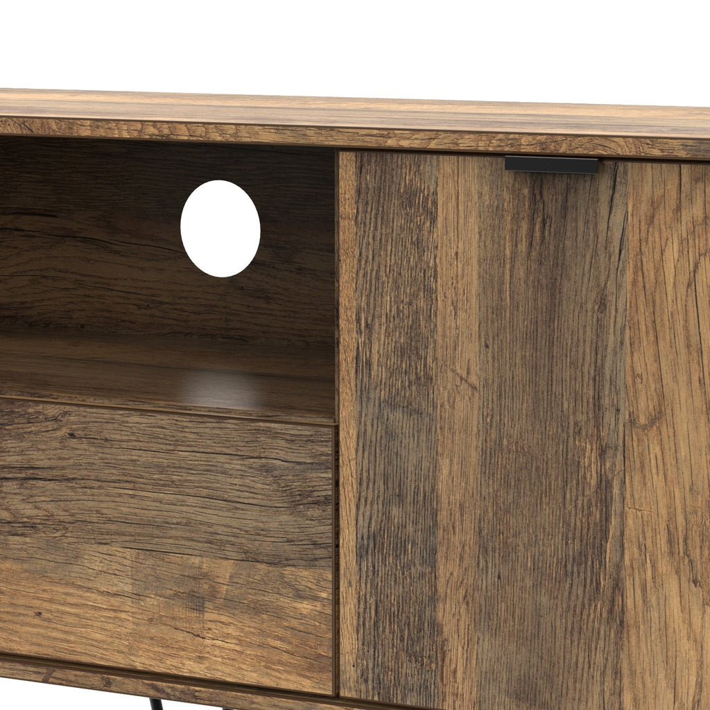 Meuble TV large Moreno en chêne rustique, 2 portes et 1 tiroir