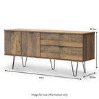 Buffet large Moreno en chêne rustique, 2 tiroirs et 2 portes