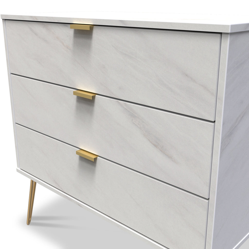 Commode à 3 tiroirs effet marbre Moreno