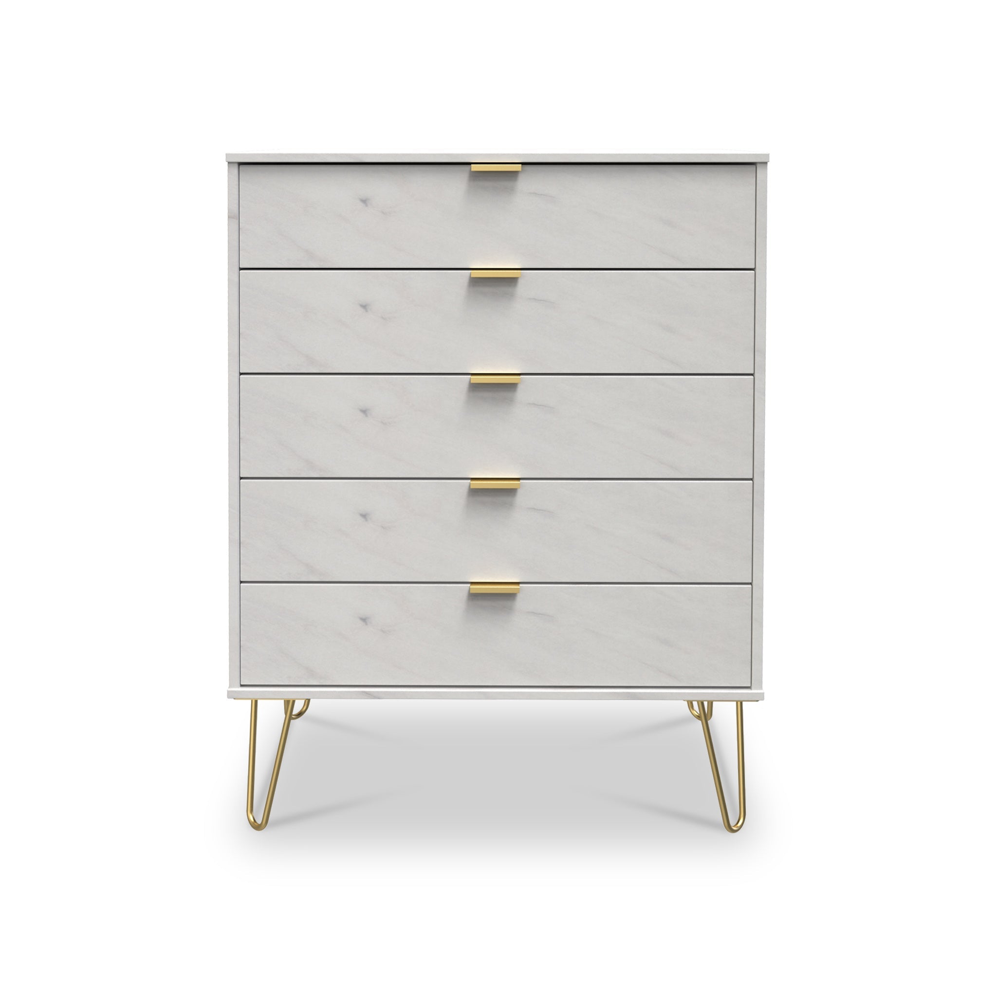 Commode à 5 tiroirs effet marbre Moreno