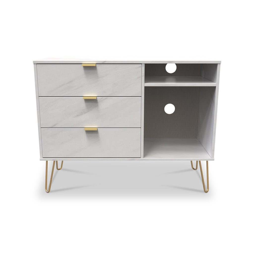 Meuble TV 3 tiroirs en marbre Moreno