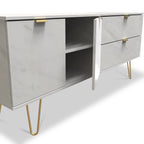 Buffet large Moreno effet marbre, 2 tiroirs et 2 portes