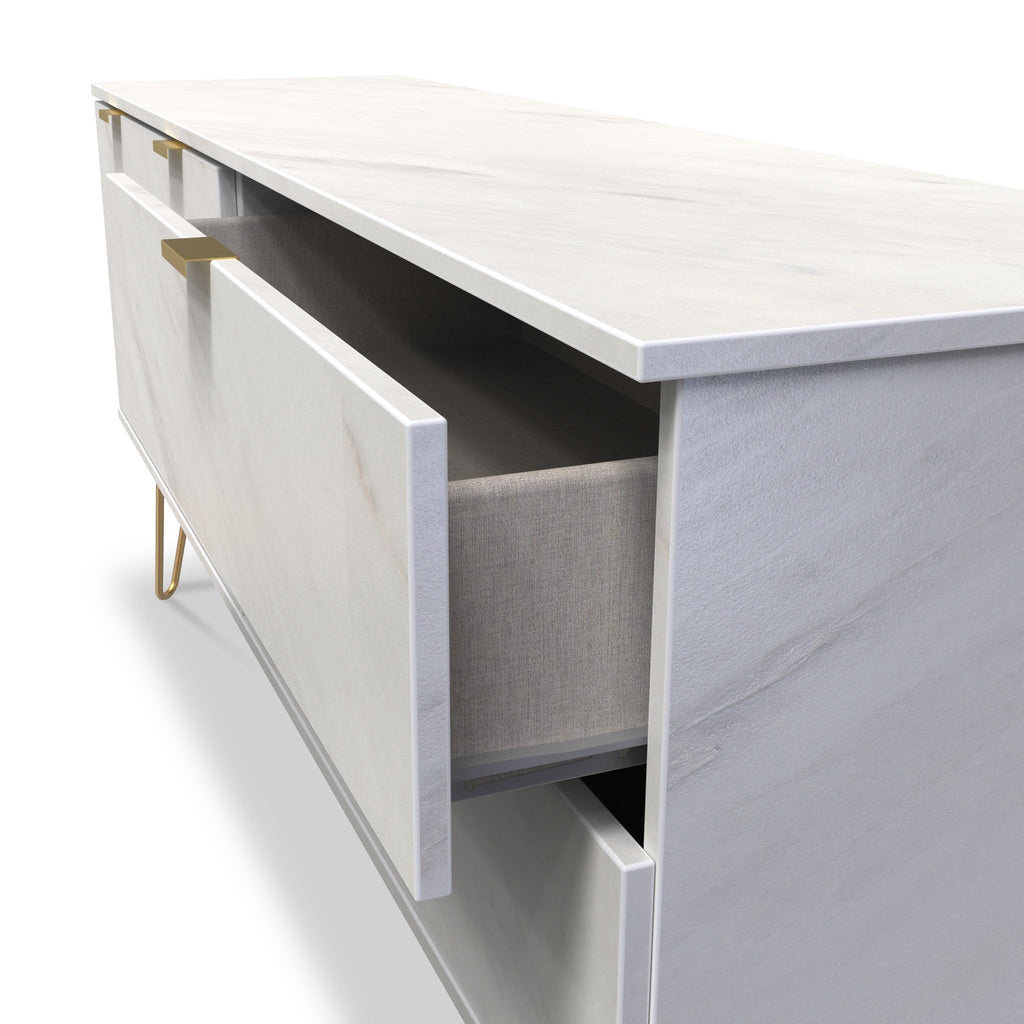 Buffet large Moreno effet marbre, 2 tiroirs et 2 portes