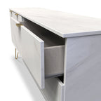 Buffet large Moreno effet marbre, 2 tiroirs et 2 portes