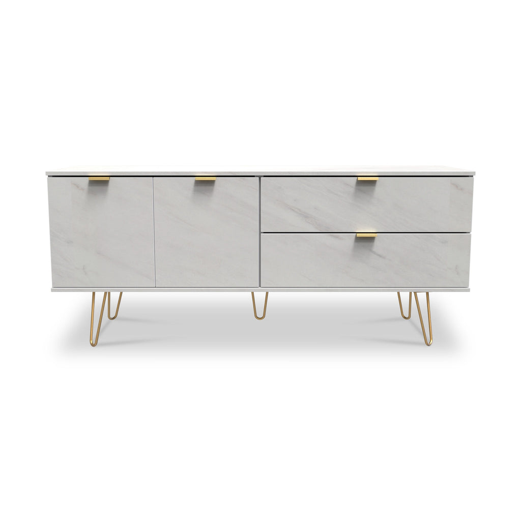 Buffet large Moreno effet marbre, 2 tiroirs et 2 portes