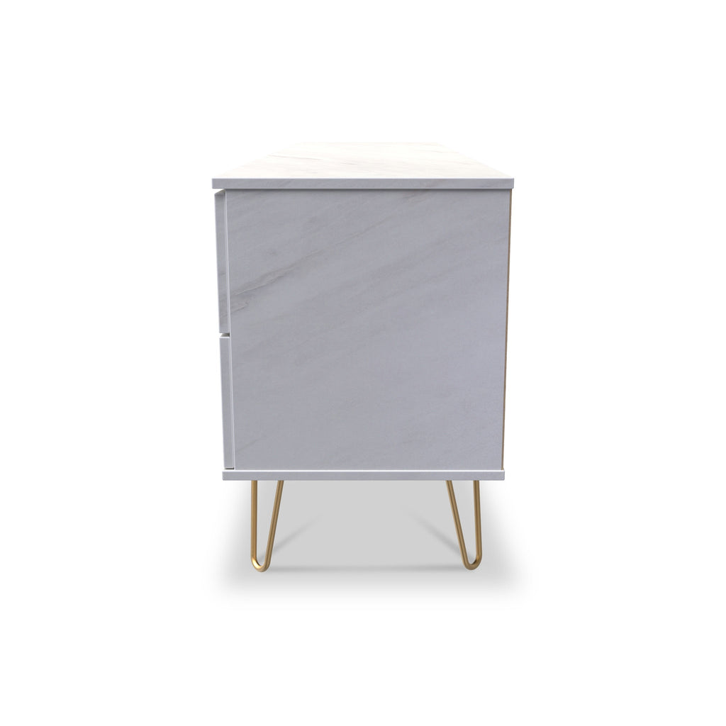 Buffet large Moreno effet marbre, 2 tiroirs et 2 portes