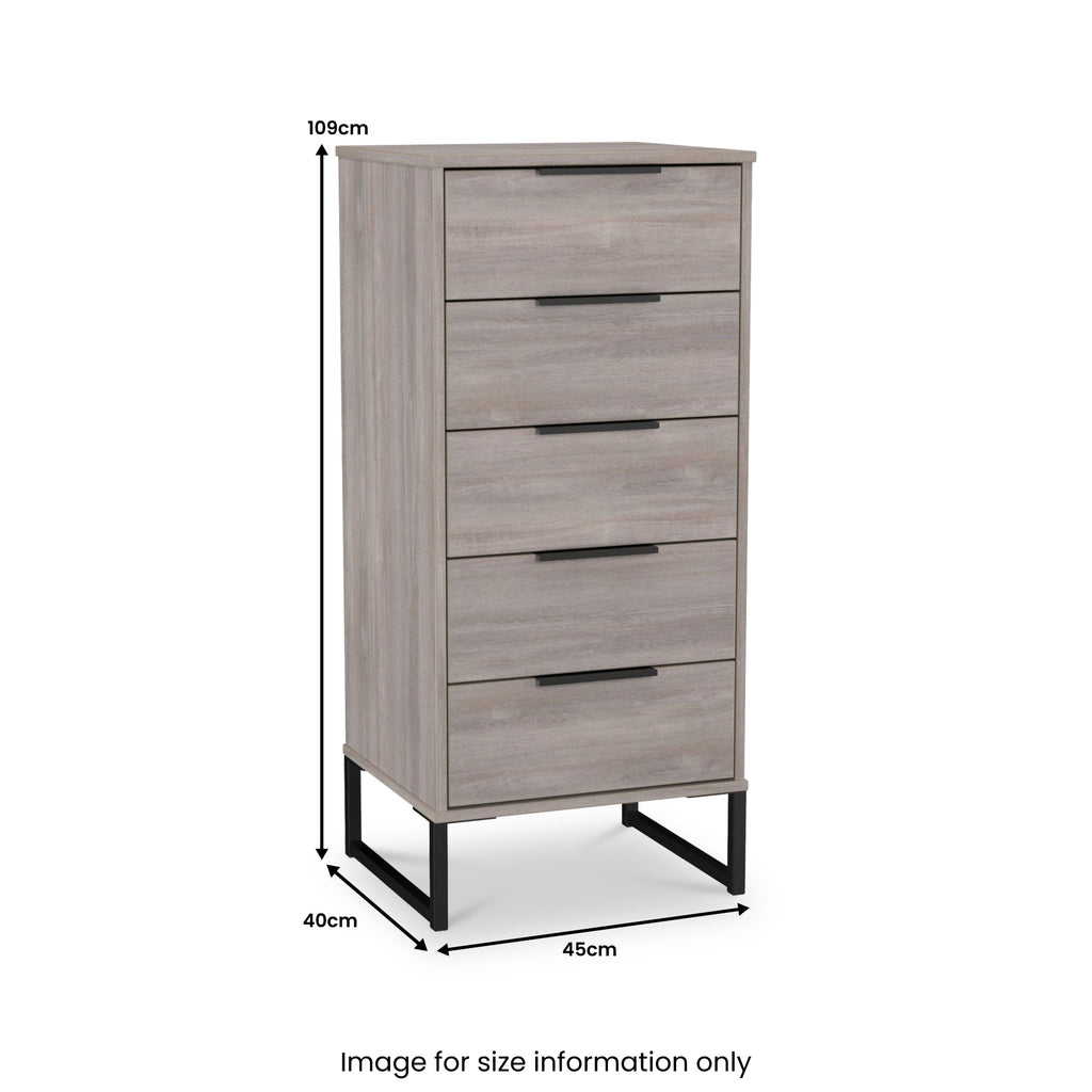 Commode haute Ashbourne à 5 tiroirs