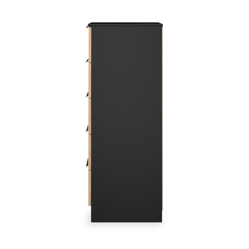 Commode haute mince à 5 tiroirs effet lattes Jago