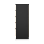 Commode haute mince à 5 tiroirs effet lattes Jago