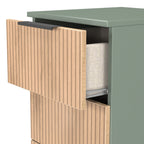 Commode haute mince à 5 tiroirs effet lattes Jago