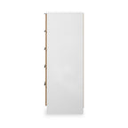 Commode haute mince à 5 tiroirs effet lattes Jago