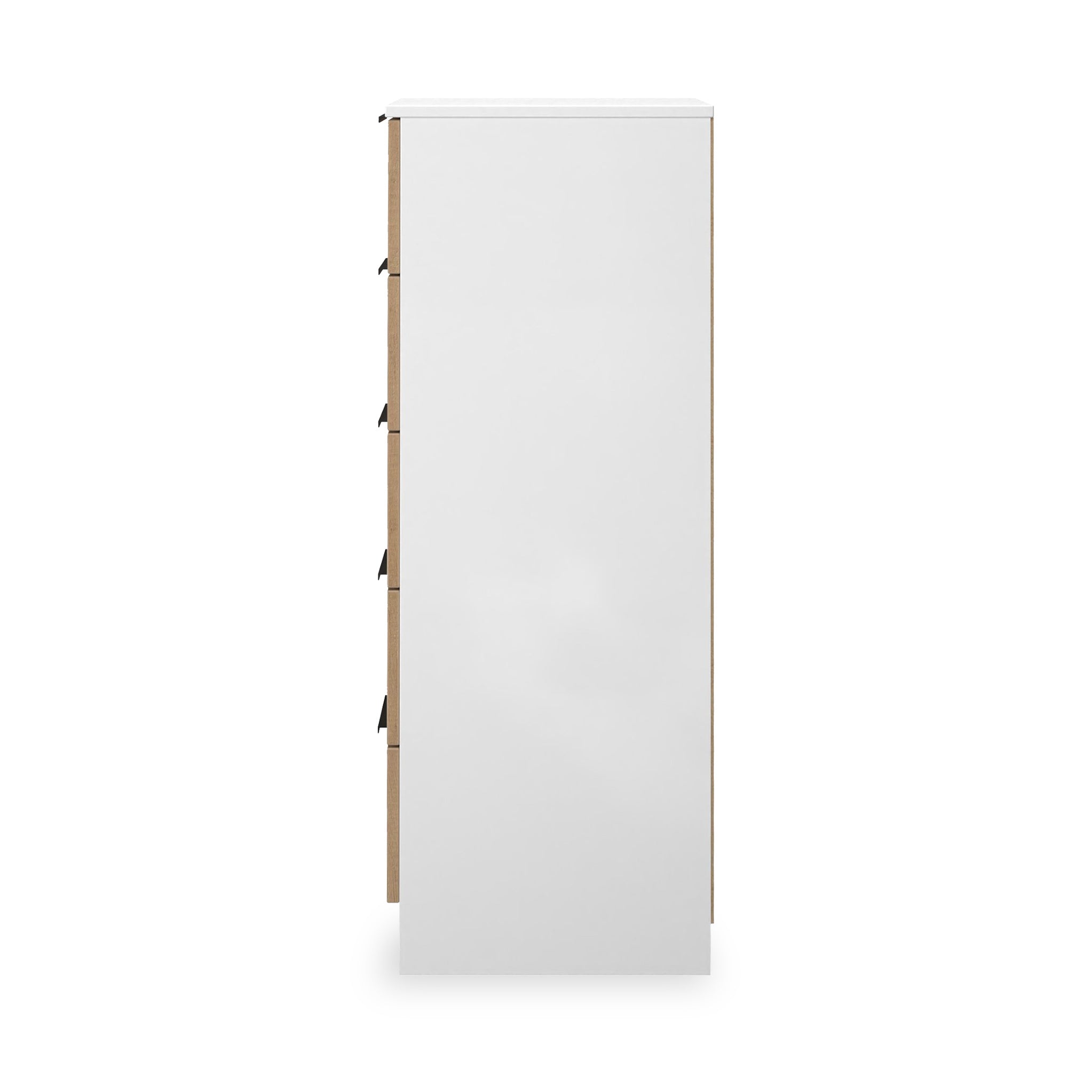 Commode haute mince à 5 tiroirs effet lattes Jago