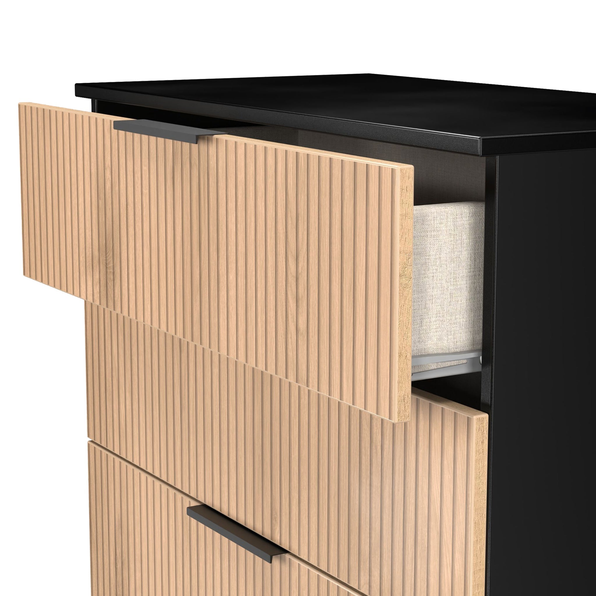 Commode à quatre tiroirs Jago à effet lattes