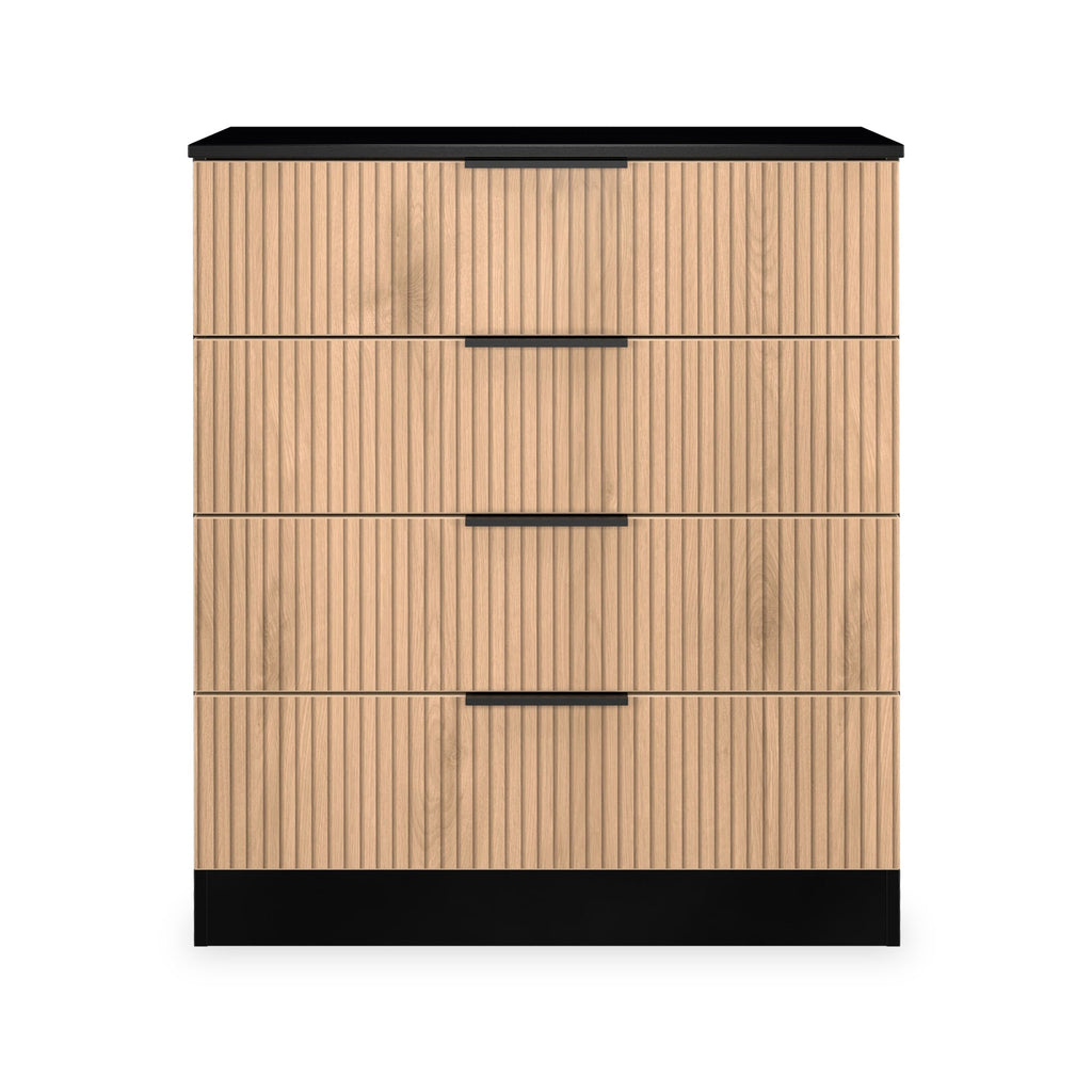 Commode à quatre tiroirs Jago à effet lattes