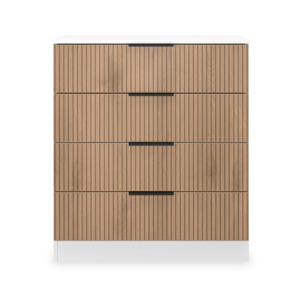 Commode à quatre tiroirs Jago à effet lattes