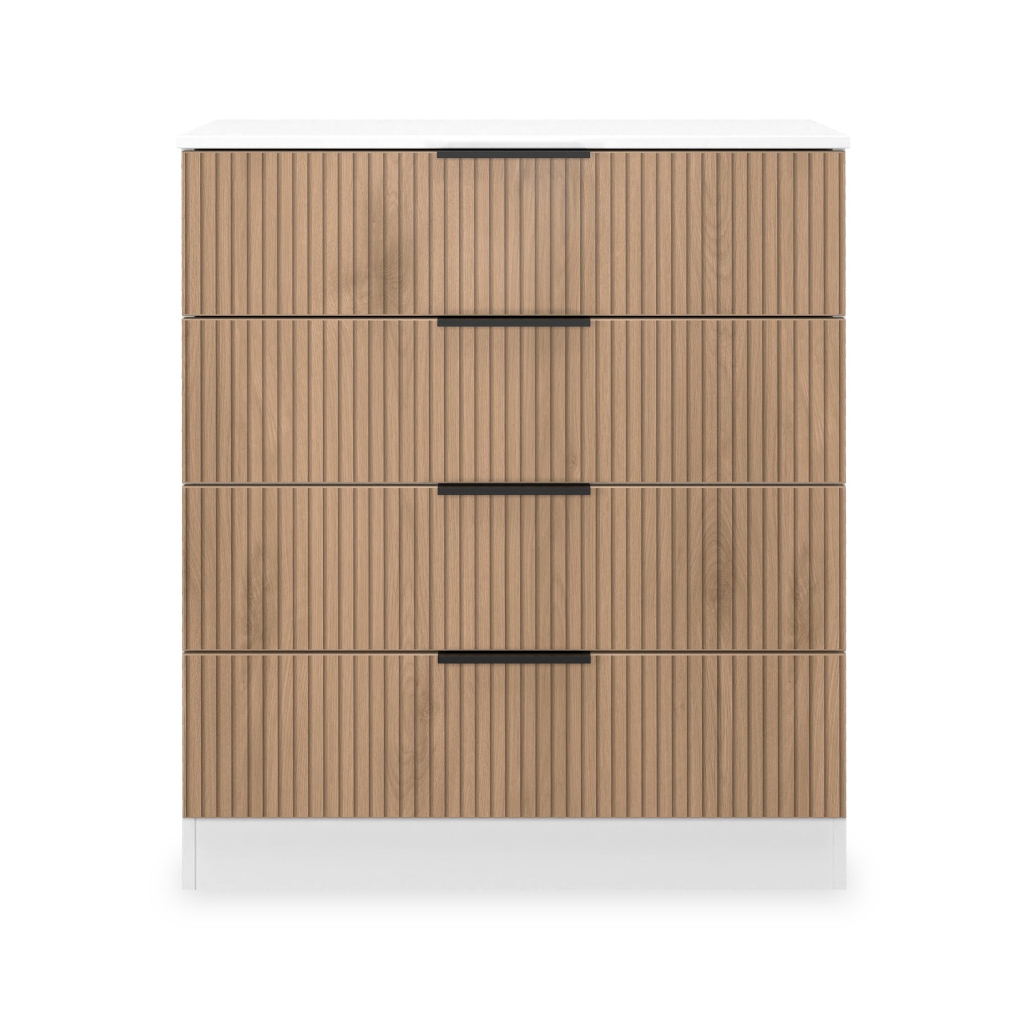 Commode à quatre tiroirs Jago à effet lattes