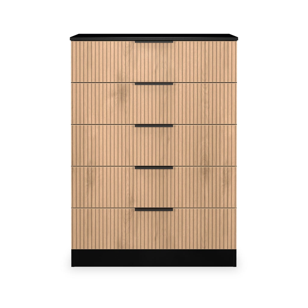 Commode à 5 tiroirs Jago à effet lattes