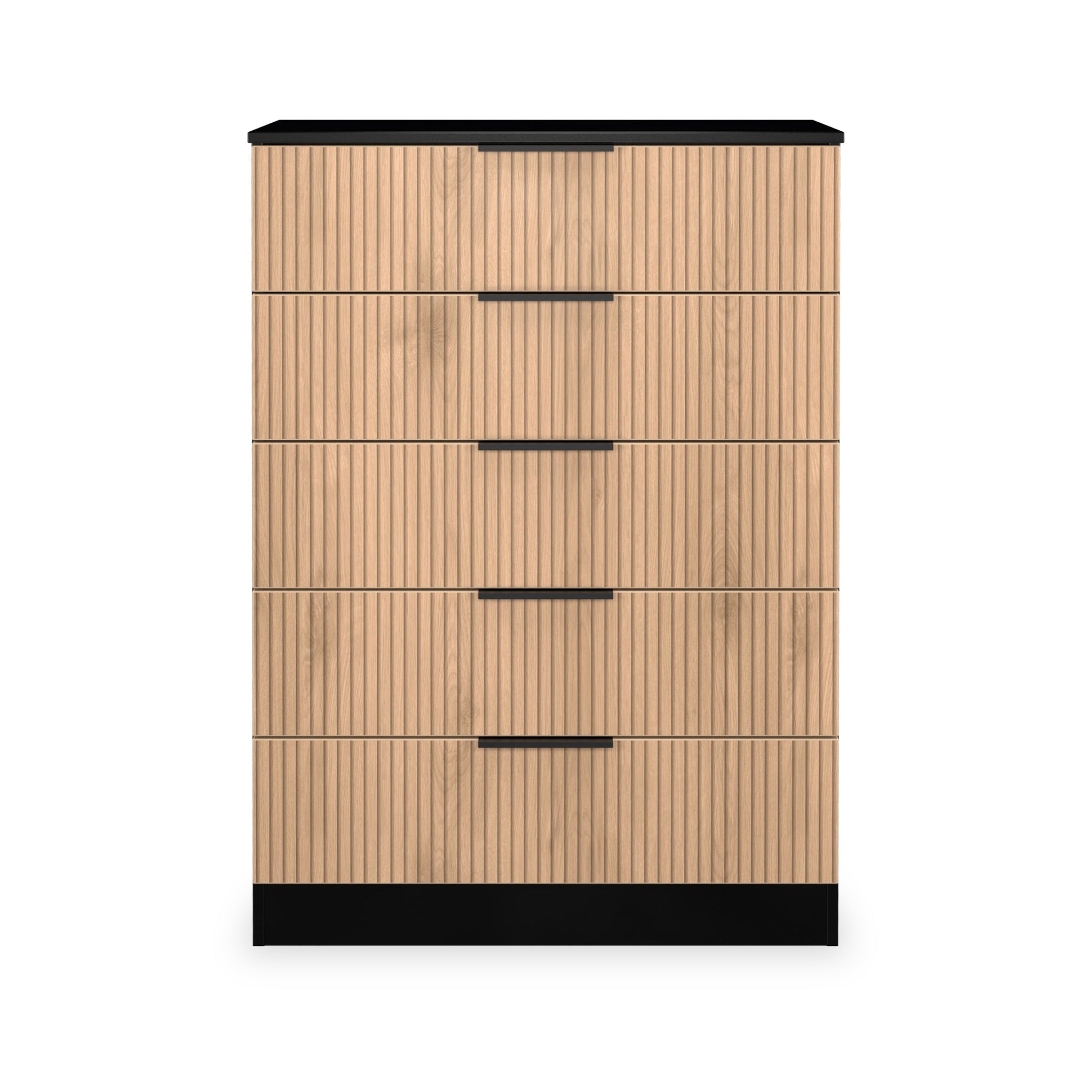 Commode à 5 tiroirs Jago à effet lattes