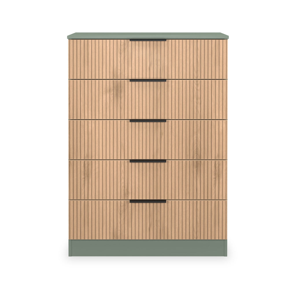 Commode à 5 tiroirs Jago à effet lattes