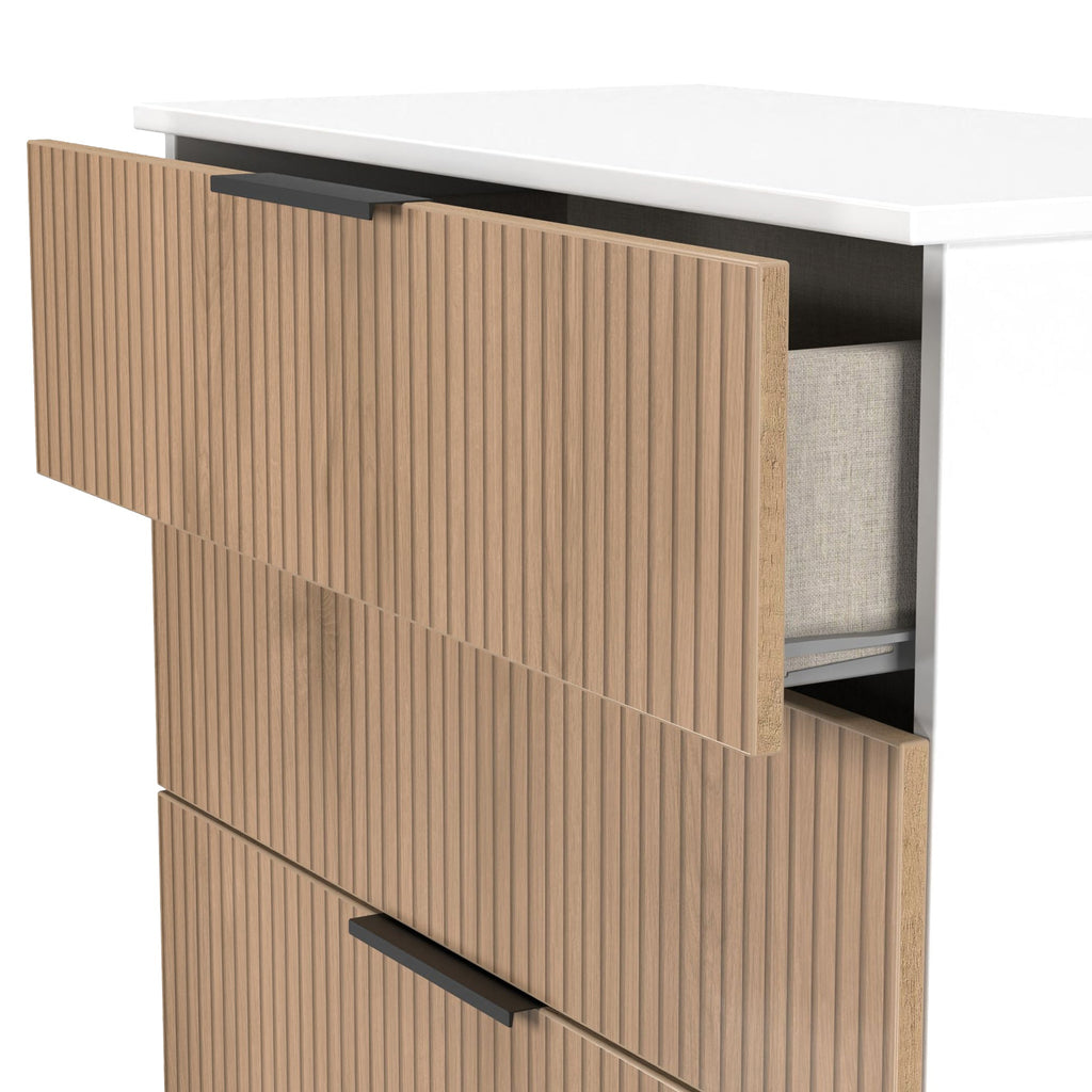 Commode à 5 tiroirs Jago à effet lattes