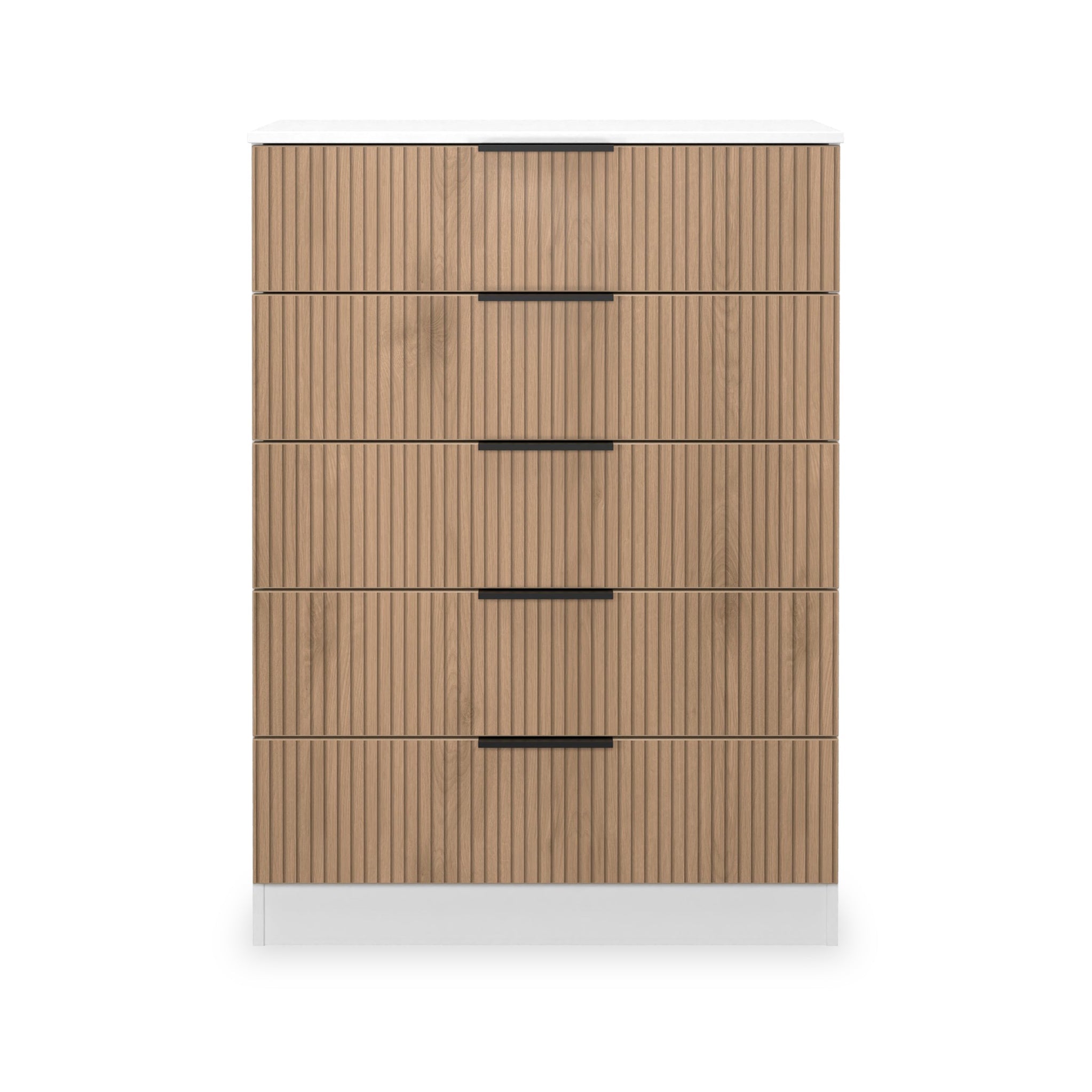 Commode à 5 tiroirs Jago à effet lattes