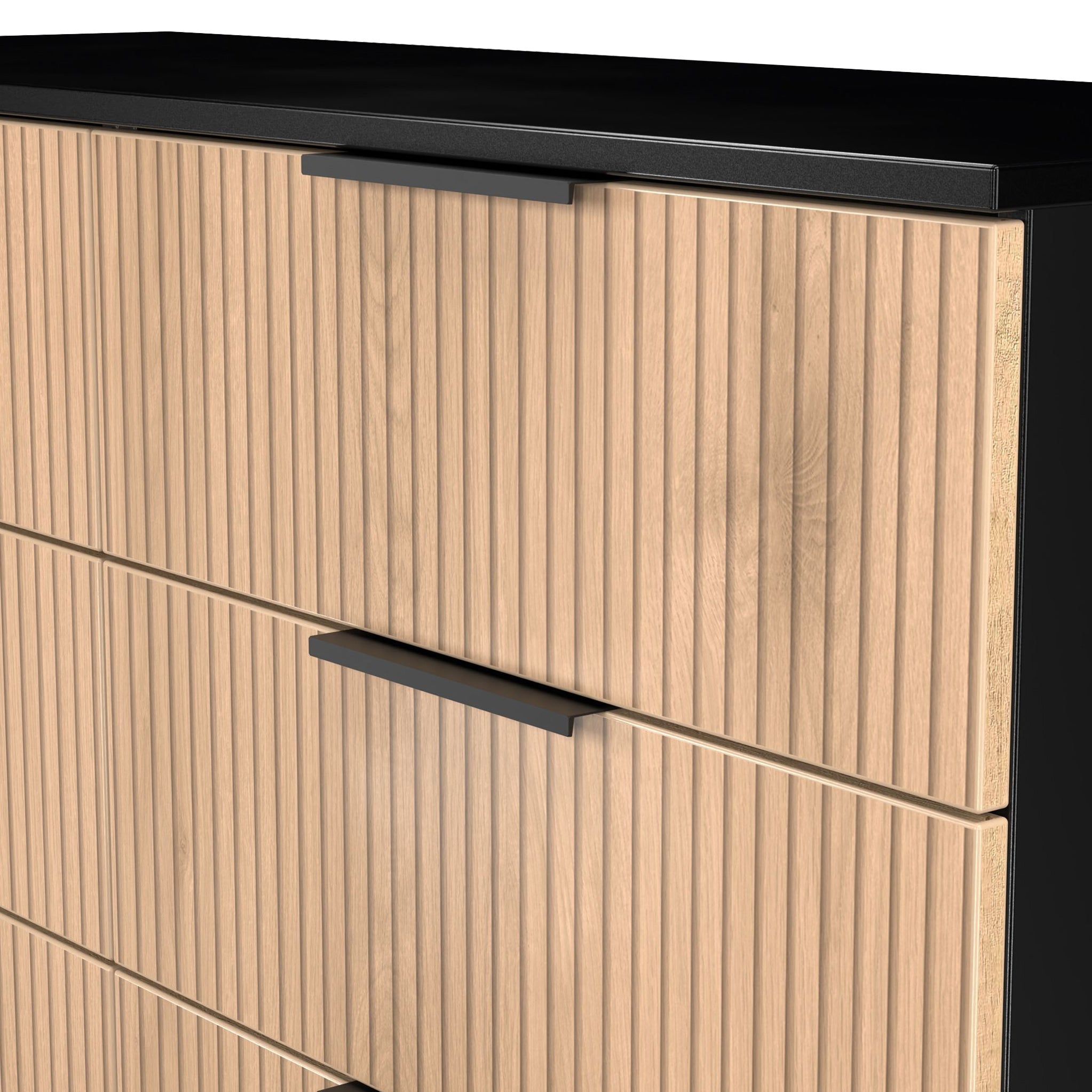 Commode mi-haute à 6 tiroirs effet lattes Jago