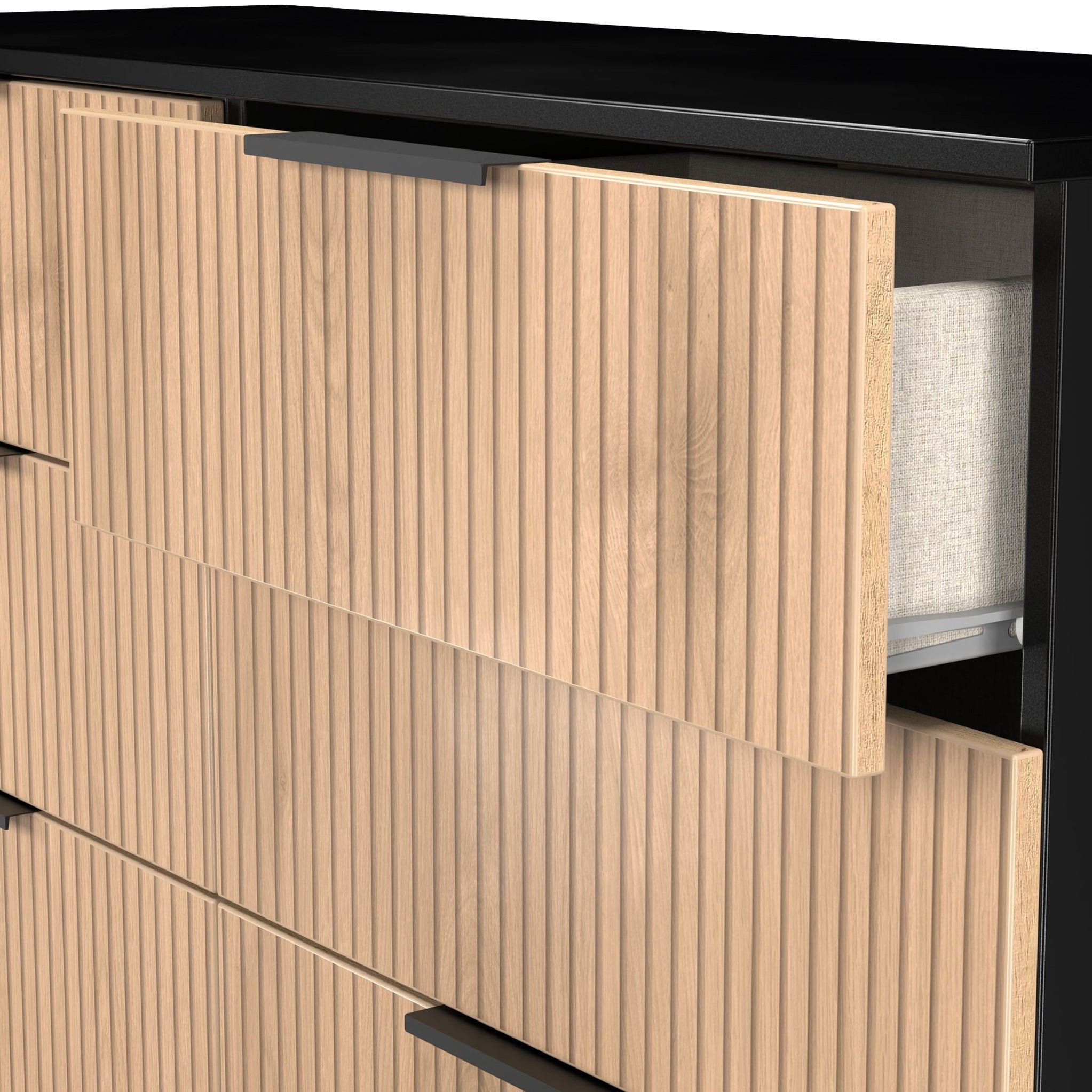 Commode mi-haute à 6 tiroirs effet lattes Jago