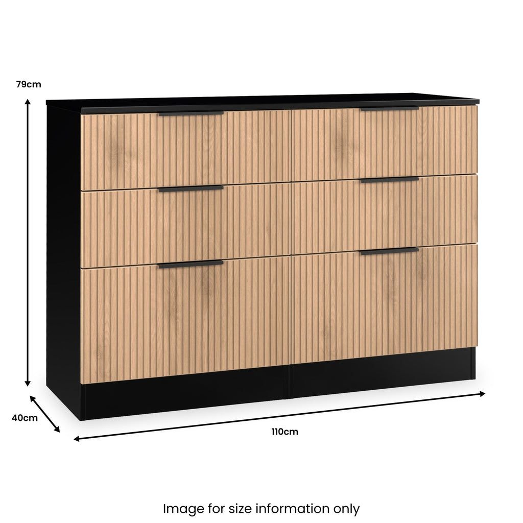 Commode mi-haute à 6 tiroirs effet lattes Jago