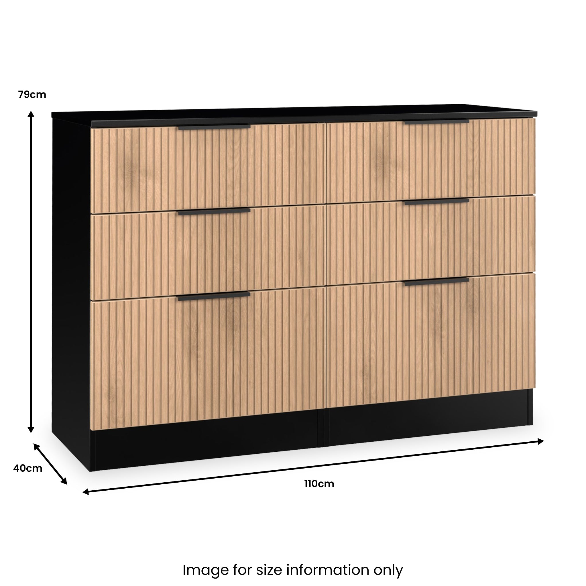 Commode mi-haute à 6 tiroirs effet lattes Jago