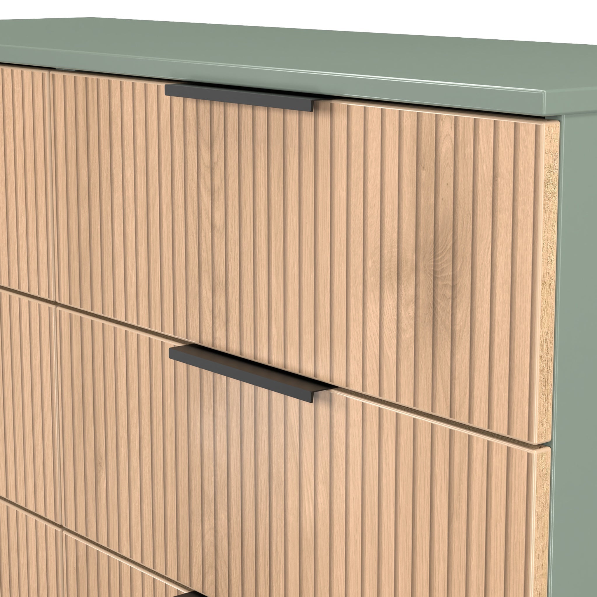 Commode mi-haute à 6 tiroirs effet lattes Jago