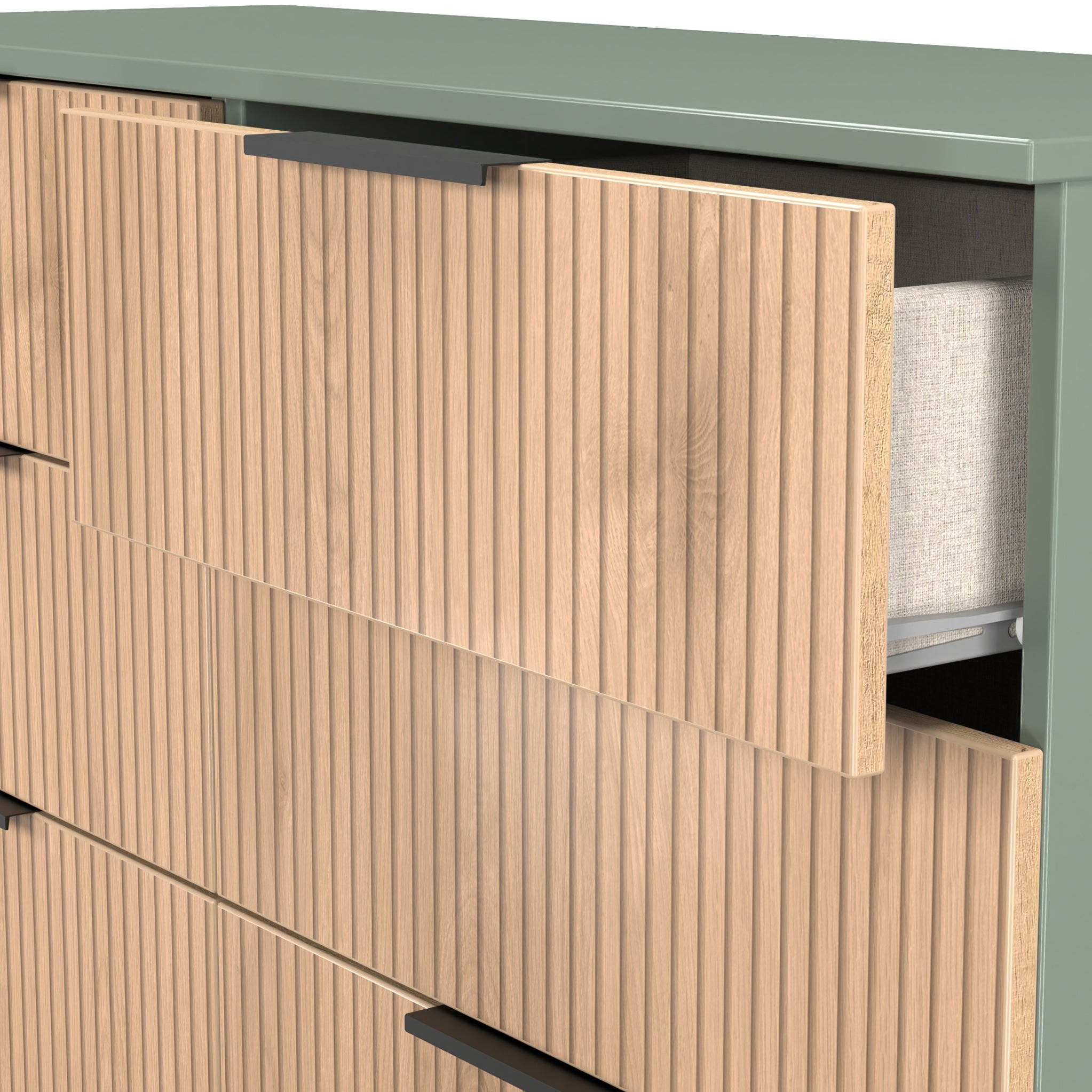 Commode mi-haute à 6 tiroirs effet lattes Jago