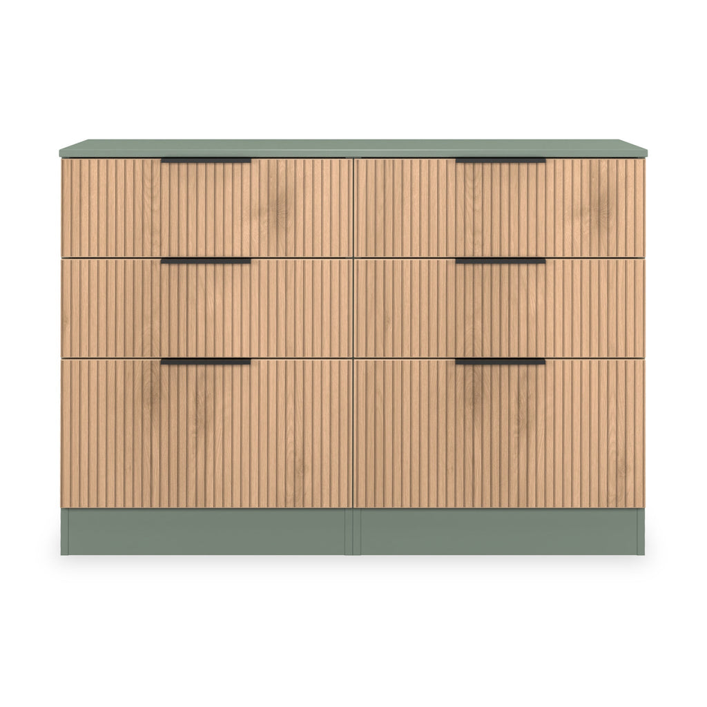 Commode mi-haute à 6 tiroirs effet lattes Jago