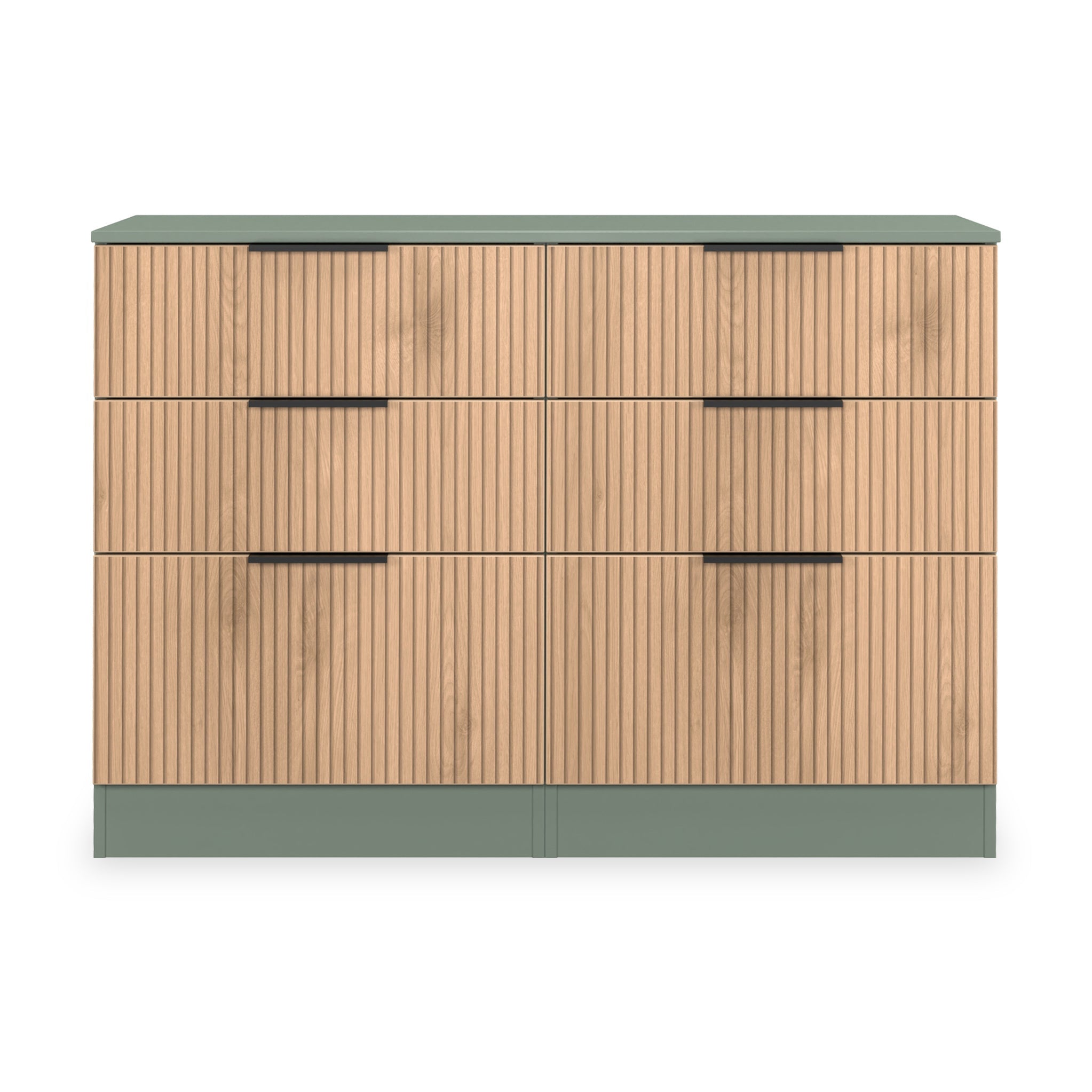 Commode mi-haute à 6 tiroirs effet lattes Jago