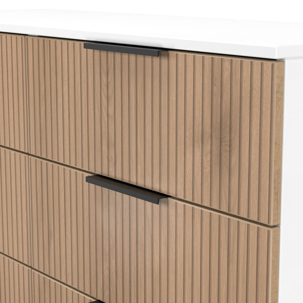 Commode mi-haute à 6 tiroirs effet lattes Jago