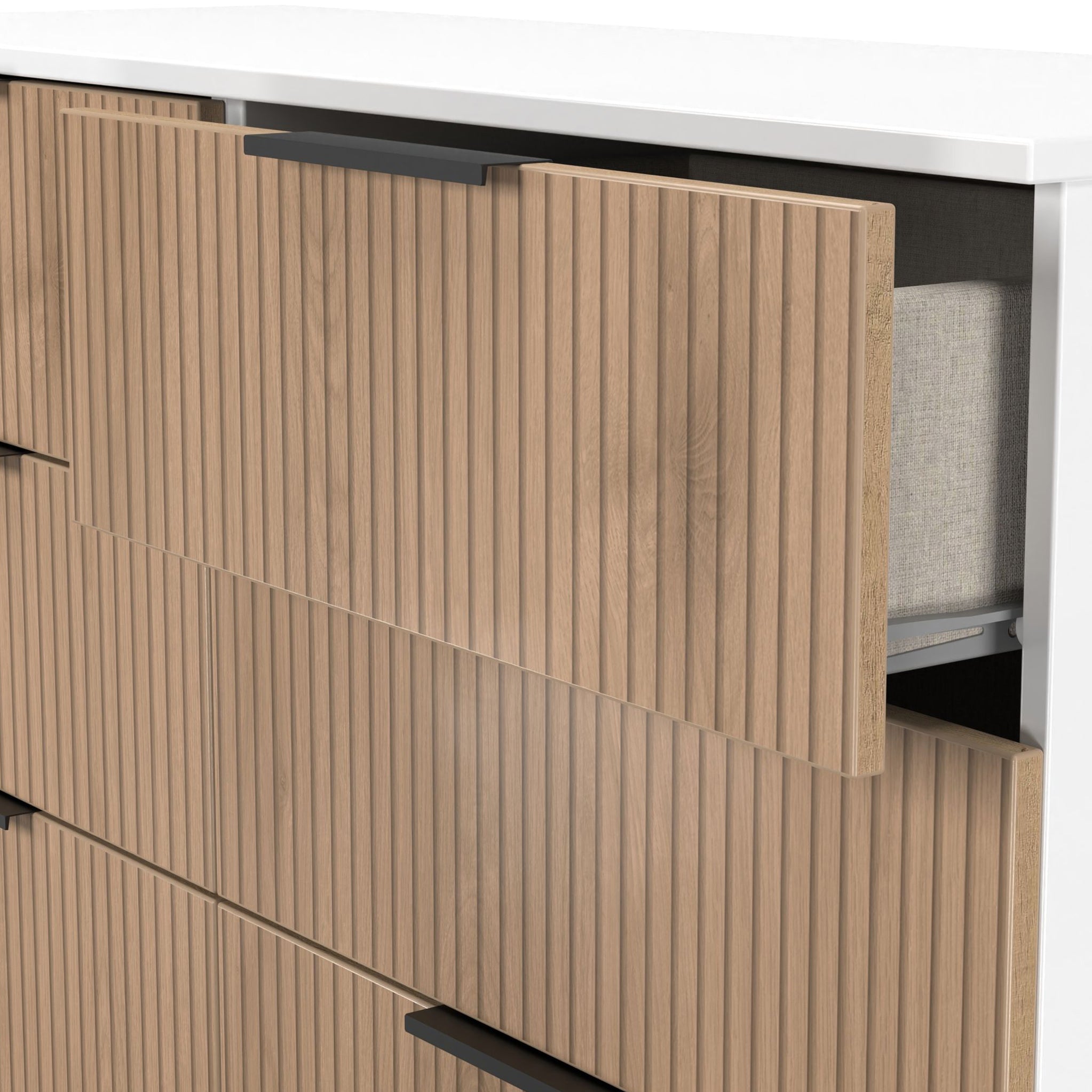 Commode mi-haute à 6 tiroirs effet lattes Jago