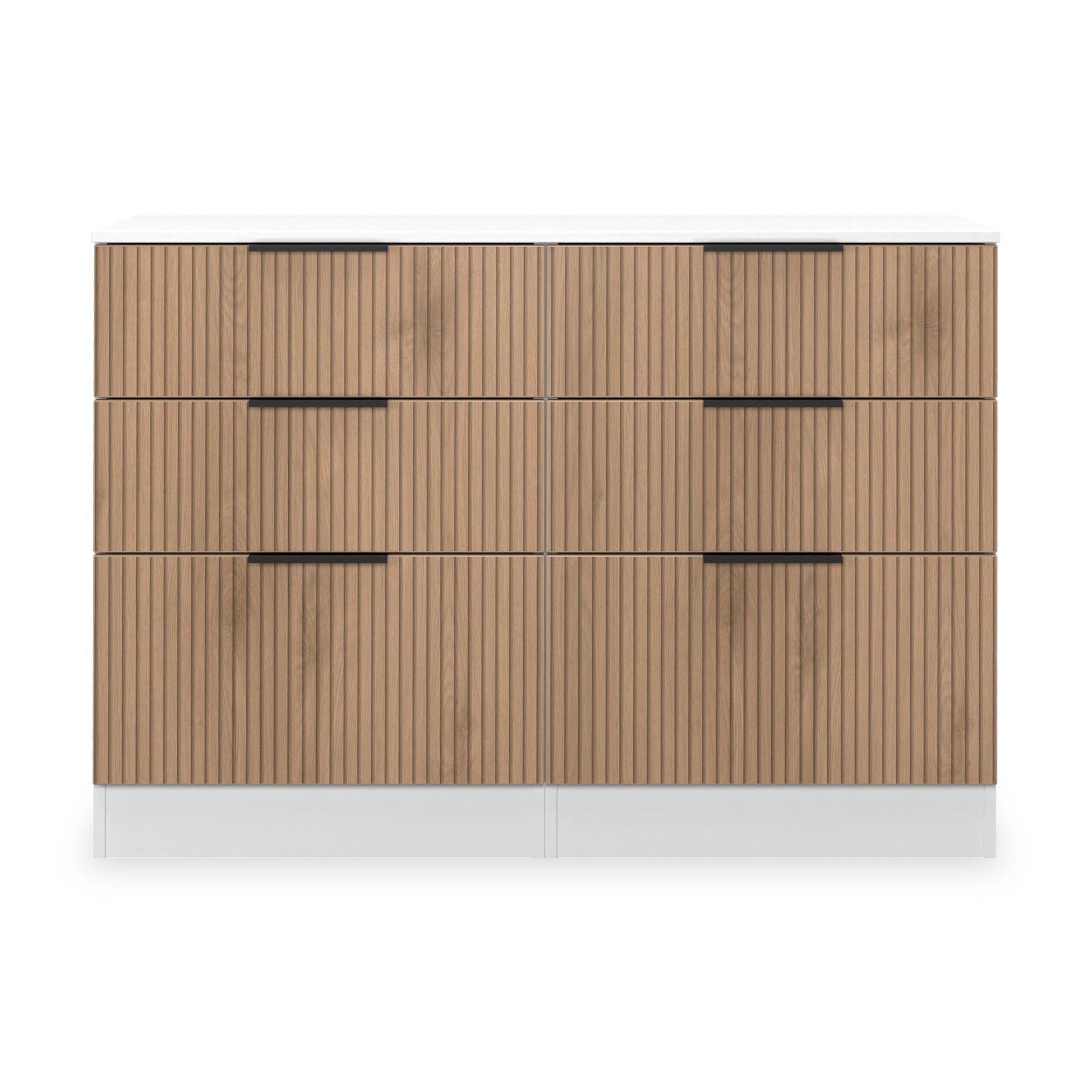 Commode mi-haute à 6 tiroirs effet lattes Jago