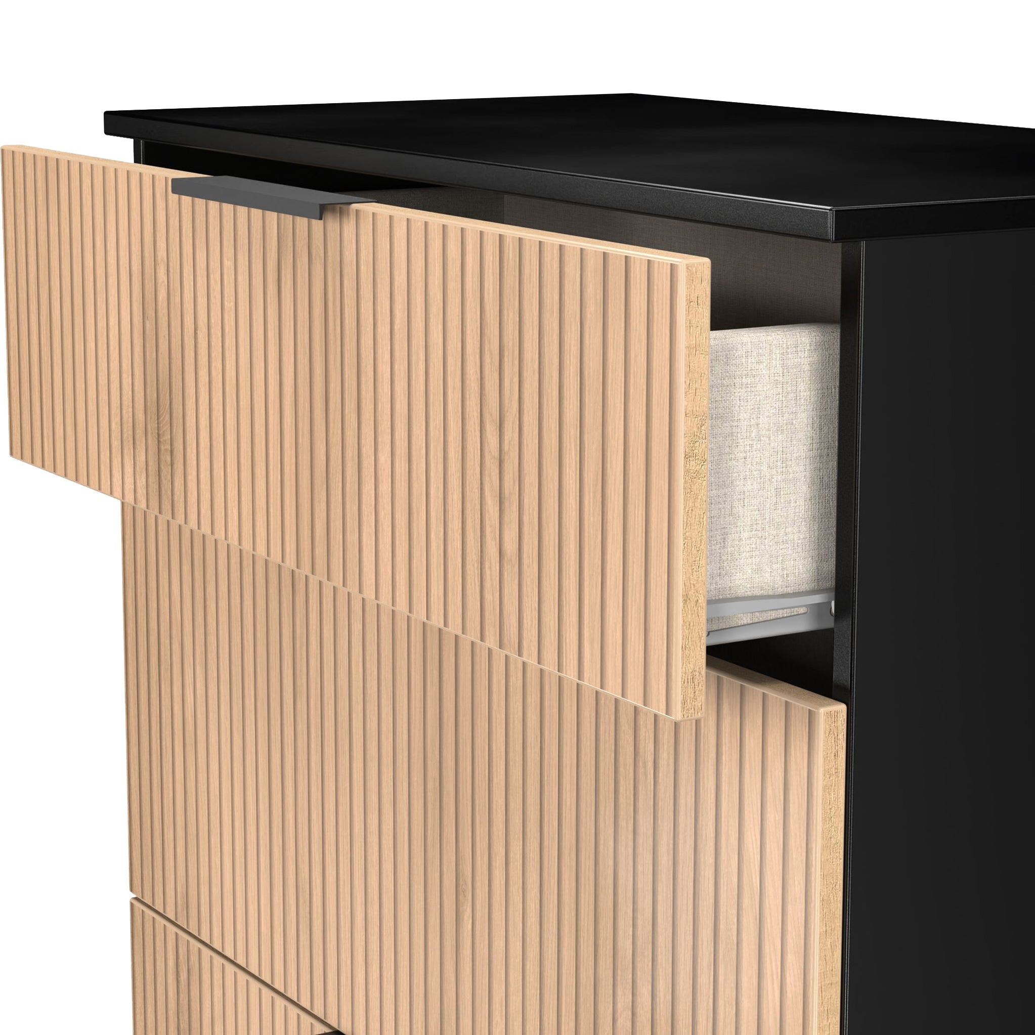 Commode profonde à 3 tiroirs effet lattes Jago