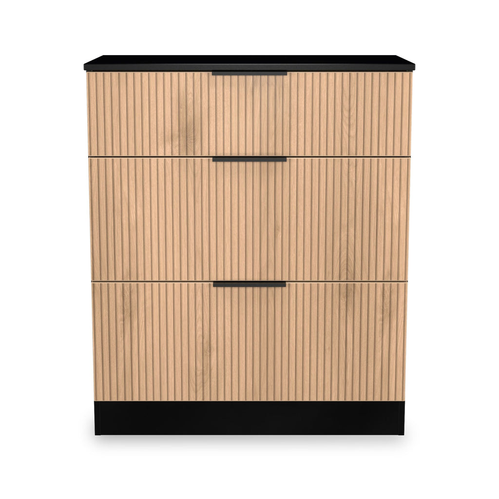 Commode profonde à 3 tiroirs effet lattes Jago