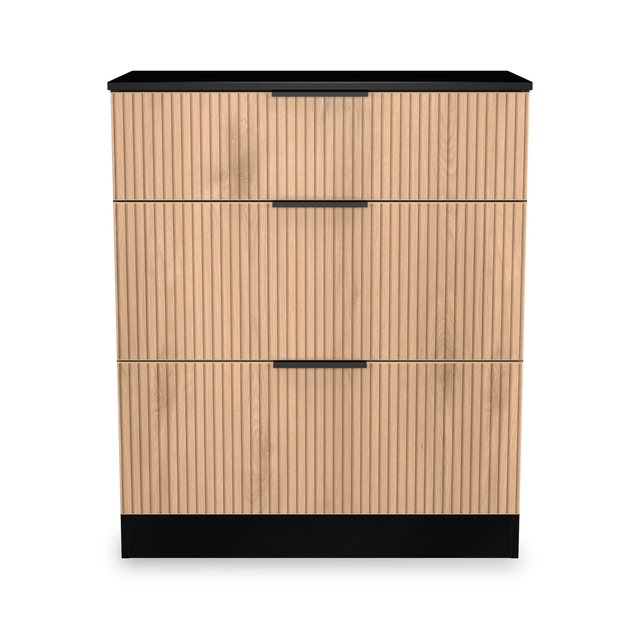 Commode profonde à 3 tiroirs effet lattes Jago