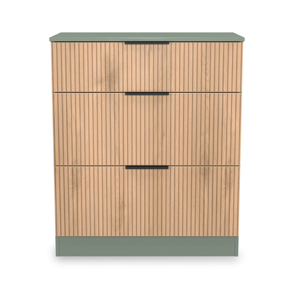 Commode profonde à 3 tiroirs effet lattes Jago